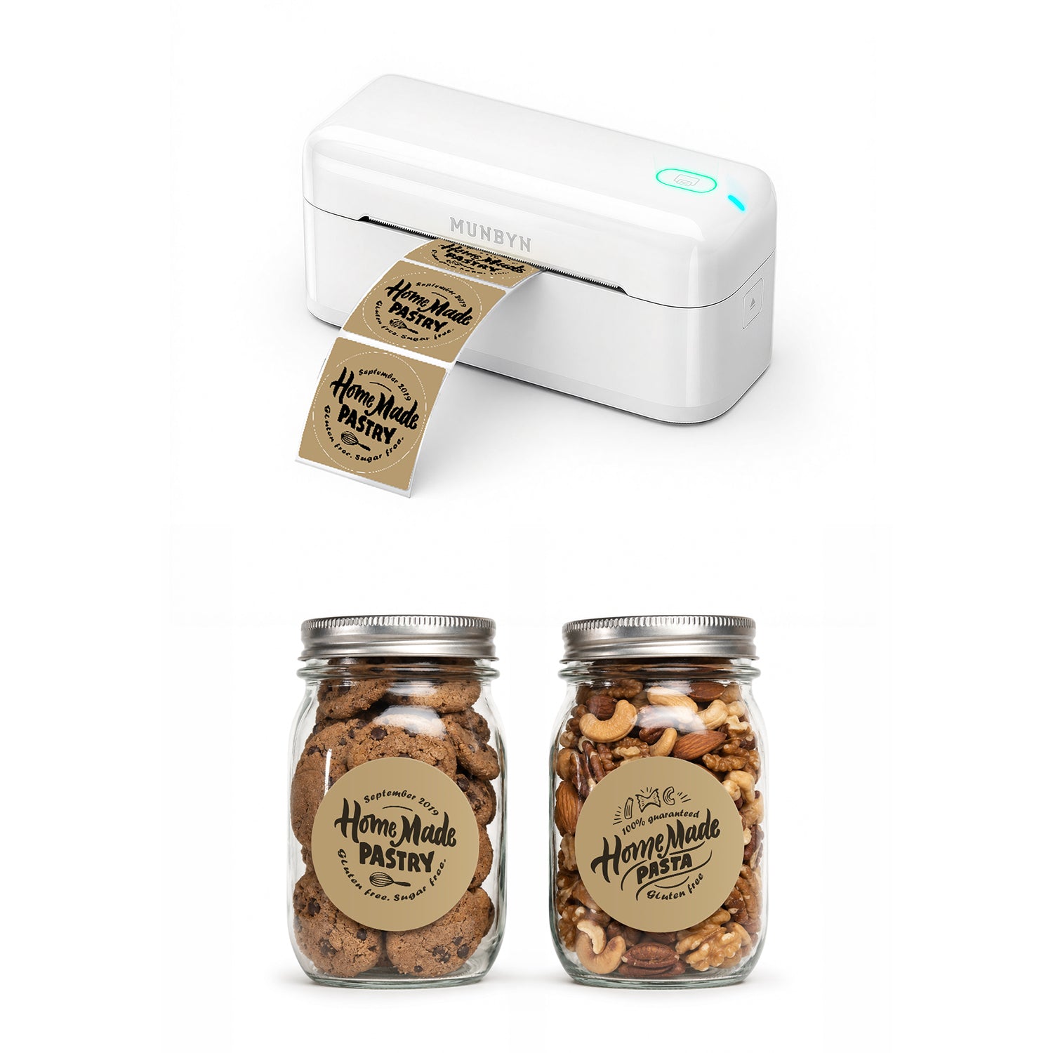 RealWriter 402B Bluetooth Printer & Circle Labels Bakery Product Branding Kit
