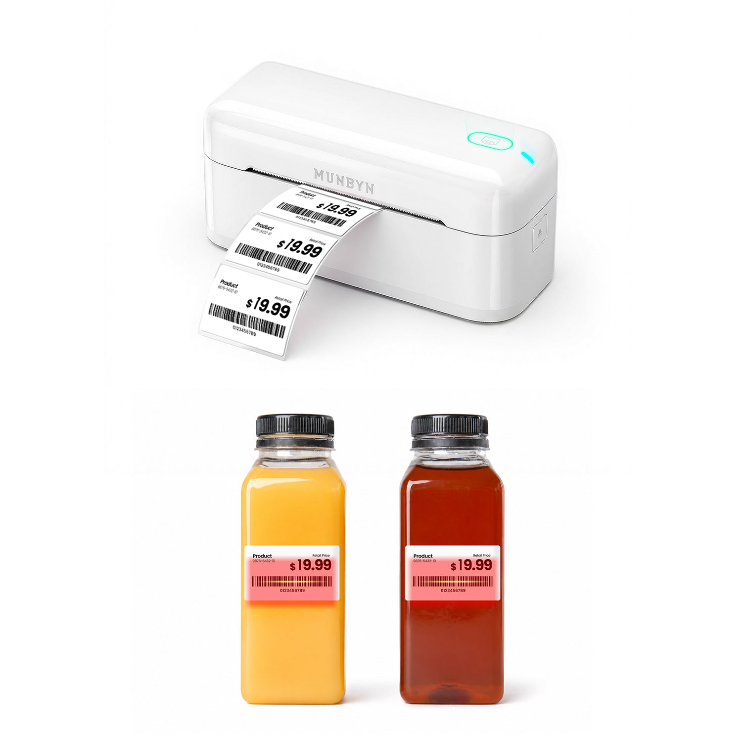 RealWriter 402B Bluetooth Printer & Rectangle Labels Retail Barcode Pro Kit