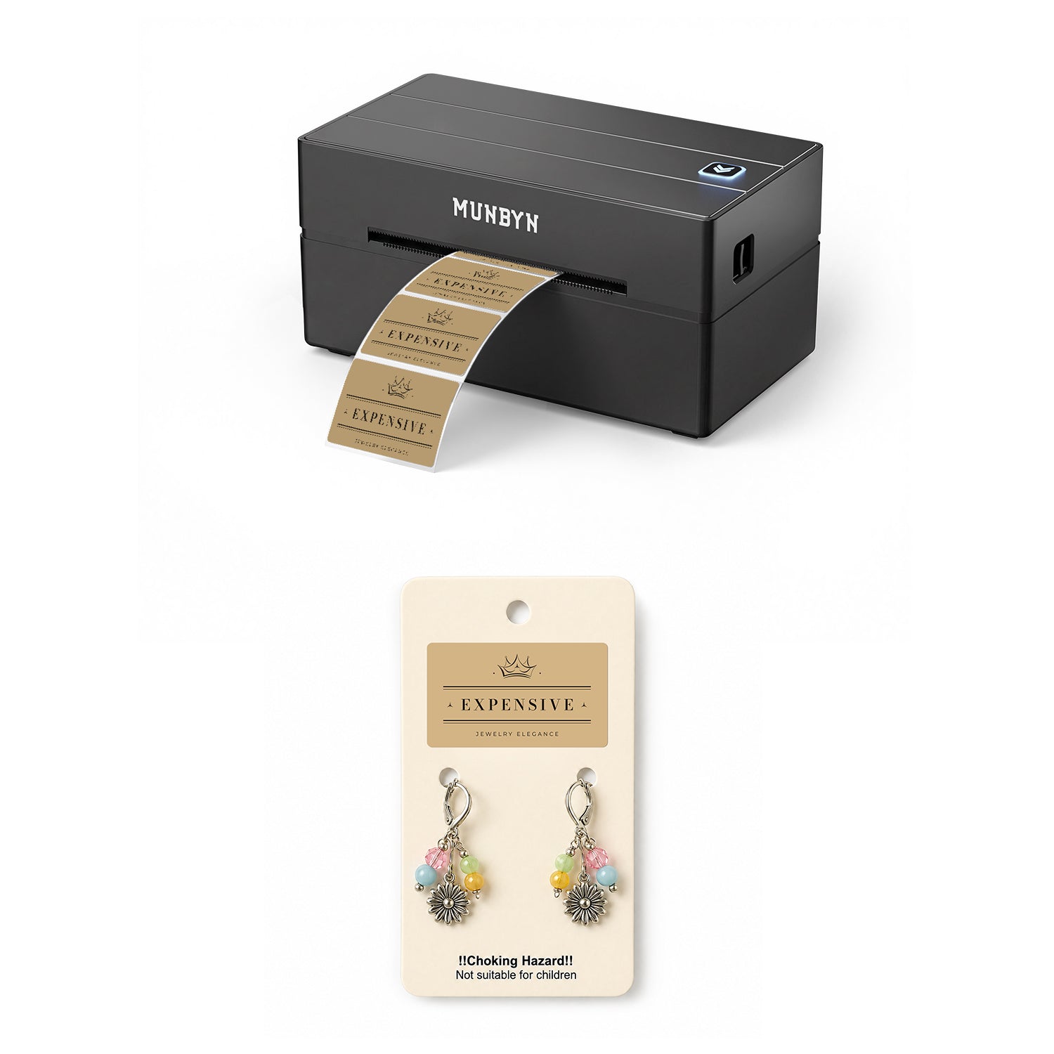 130B Bluetooth Printer & 4x2 Rectangle Labels Handmade Product Branding Kit