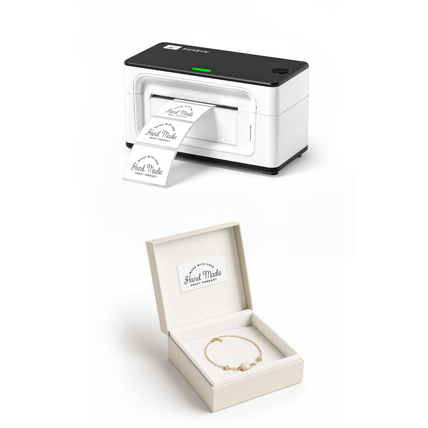 RealWriter 941BP 300DPI Bluetooth Printer & Rectangle Labels Handmade Packaging Starter Kit