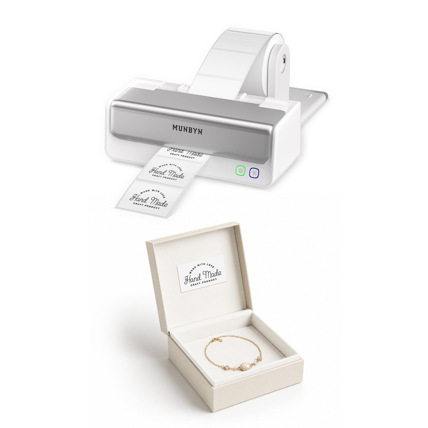 RealWriter 405B Bluetooth Printer & Rectangle Labels Handmade Packaging Pro Kit