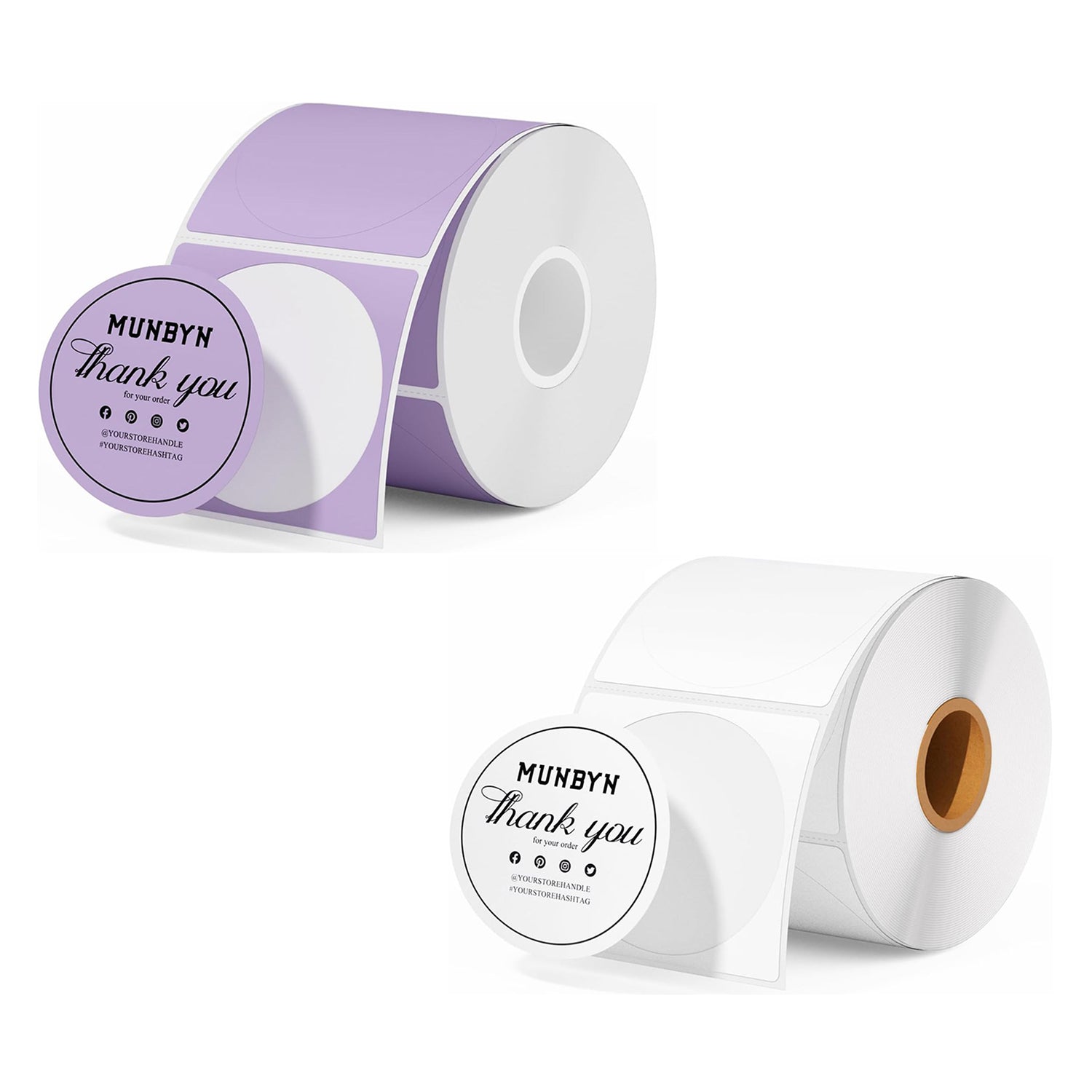 MUNBYN 2" Circle Color Thermal Labels Mix Pack for Product and Logo Stickers