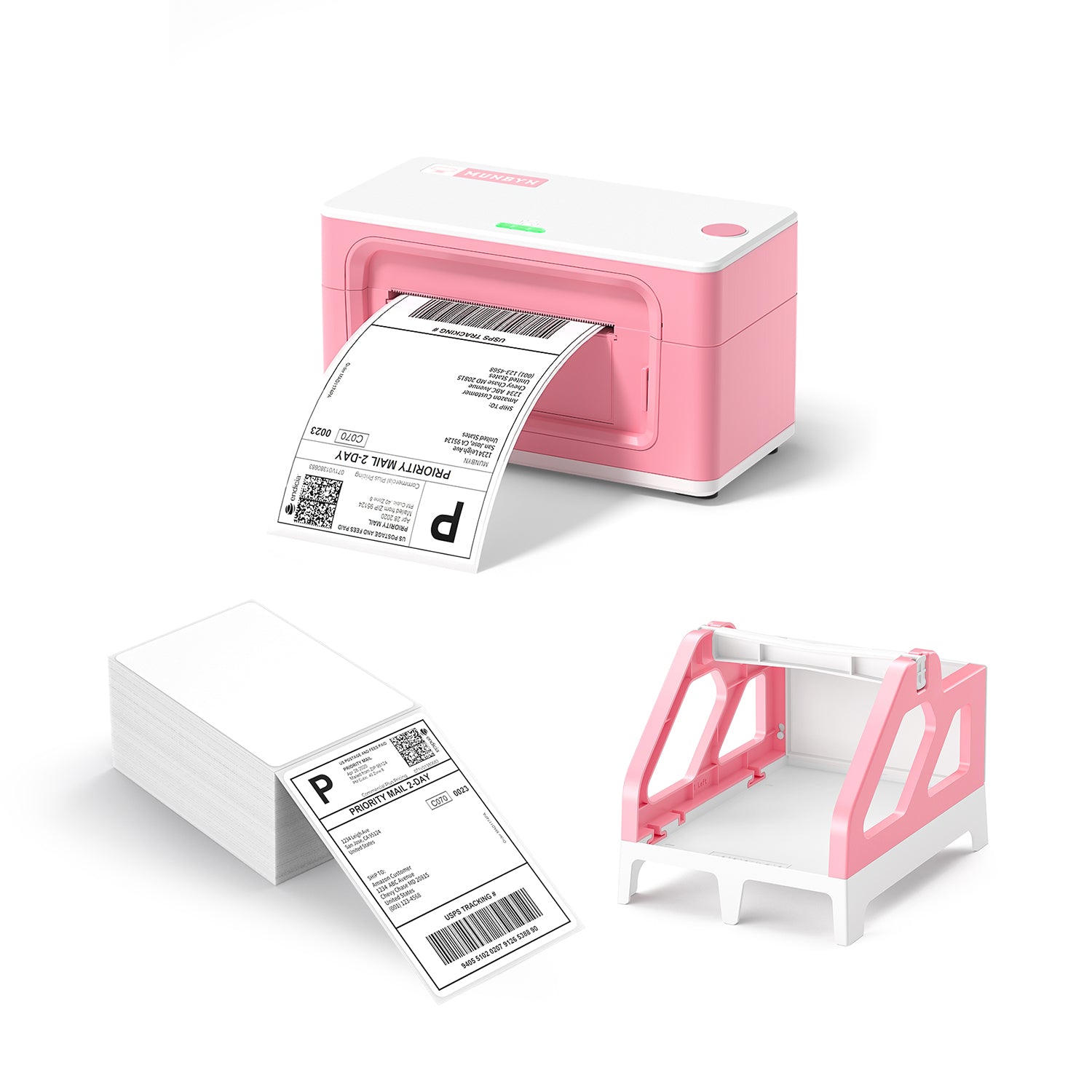 MUNBYN RealWriter 941 AirPrint Thermal Label Printer Pink Kit