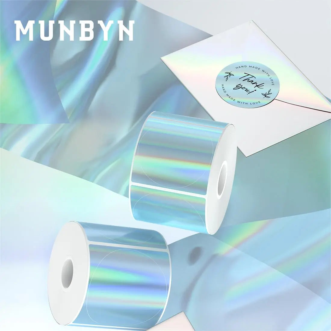 MUNBYN 2" Holographic Thermal Sticker Labels for Product Packaging