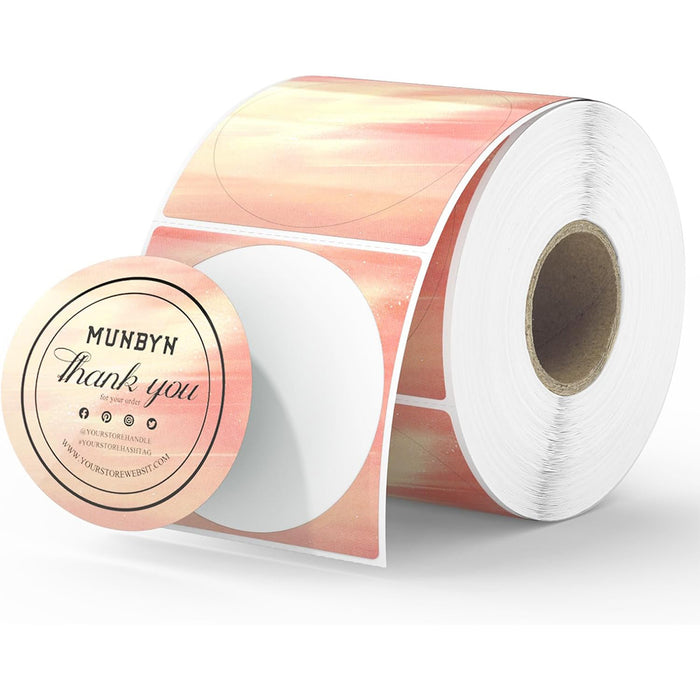 MUNBYN Aurora Color Round Thermal Sticker Labels Orange - No Bpa and Bps-image-Aurora-OR