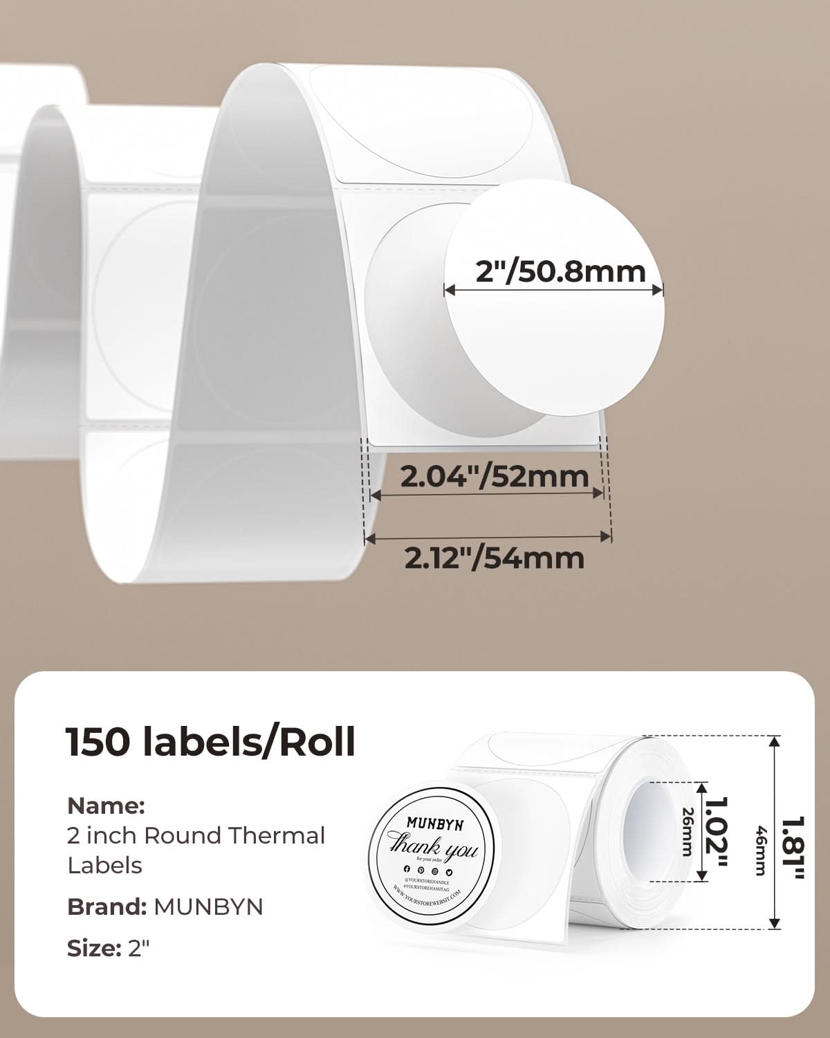 2" Circle White Labels