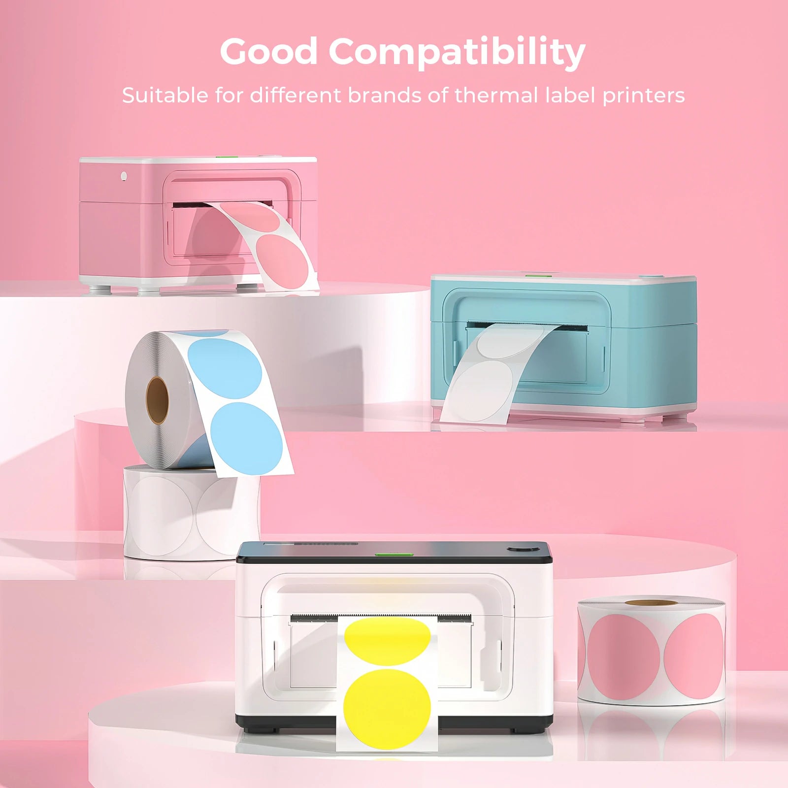 MUNBYN coloured circle labels are suitable for different brands of thermal label printers.