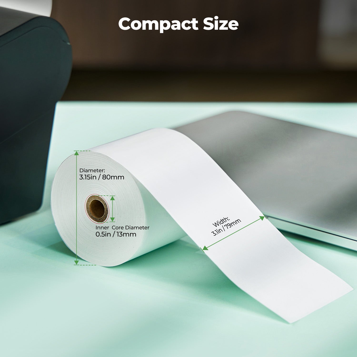 MUNBYN Premium Till Rolls 80mm x 80mm x80M, 50 Rolls Receipt Paper Work for Epson, NetumScan, Zebra,Star Micronics 80mm Receipt Printer Square POS Register, BPA Free, Plus Version