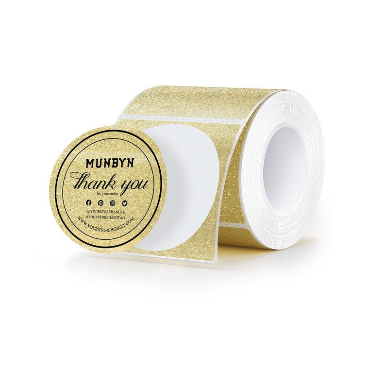 MUNBYN 2" Glitter Thermal Labels for Branding Stickers