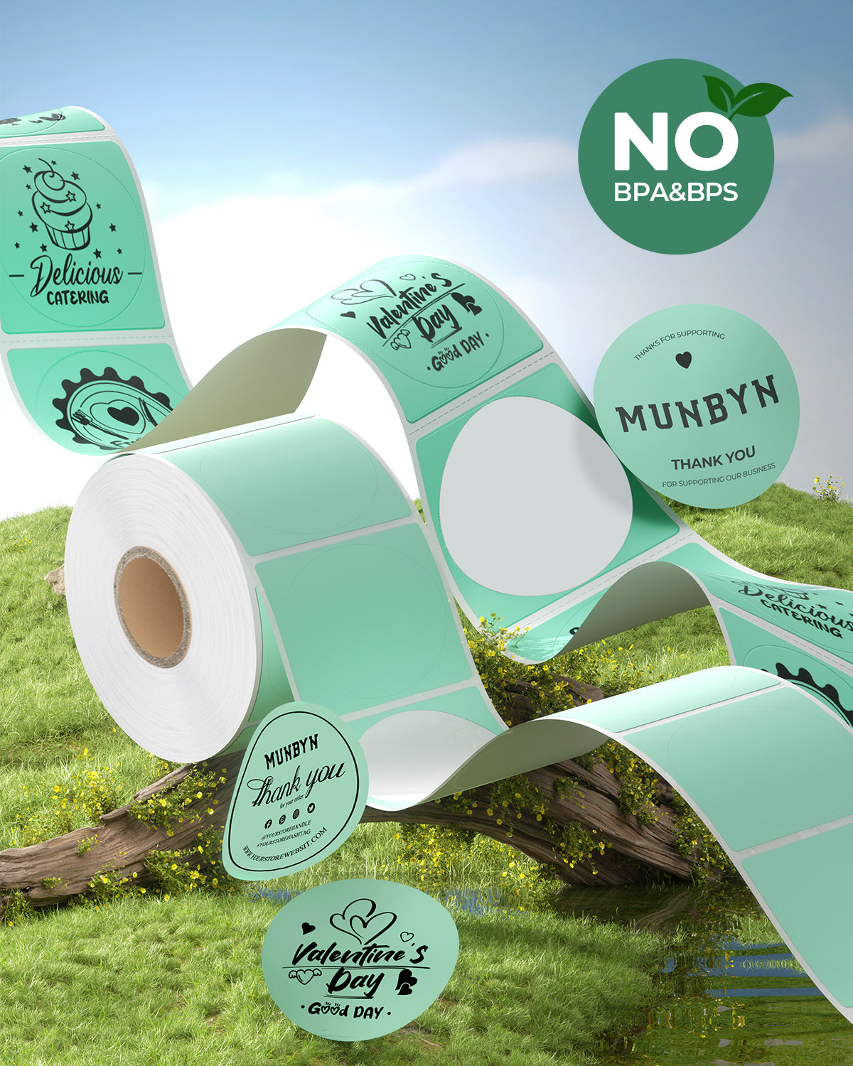 MUNBYN 2" Circle Thermal Labels Mix Pack for Product and Logo Stickers