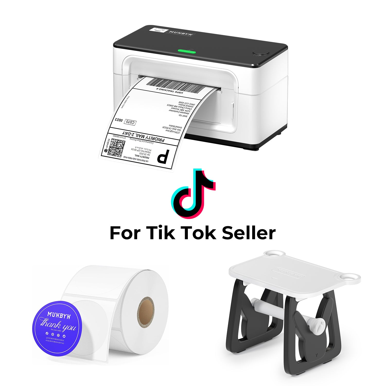 MUNBYN RealWriter 941B Bluetooth Printer & Blue Printing Labels TikTok Product Classic Kit