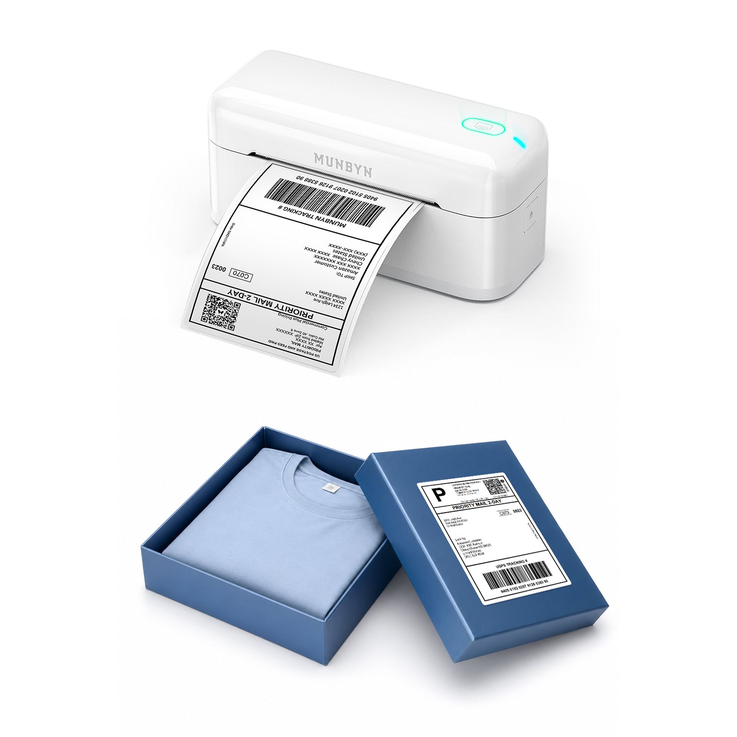 RealWriter 402B Bluetooth Printer & 4x6 Fanfold Labels Clothing Shipping Fast Kit