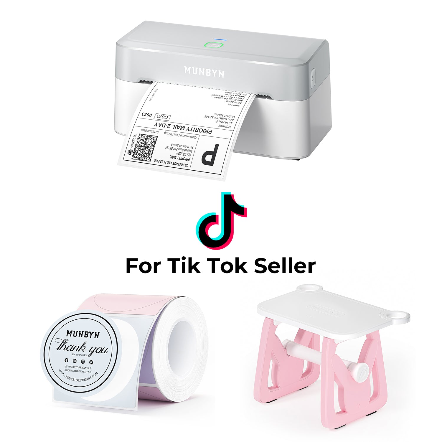 RealWriter 403B Bluetooth Printer & Morandi Labels TikTok Packaging & Branding Elegant Kit