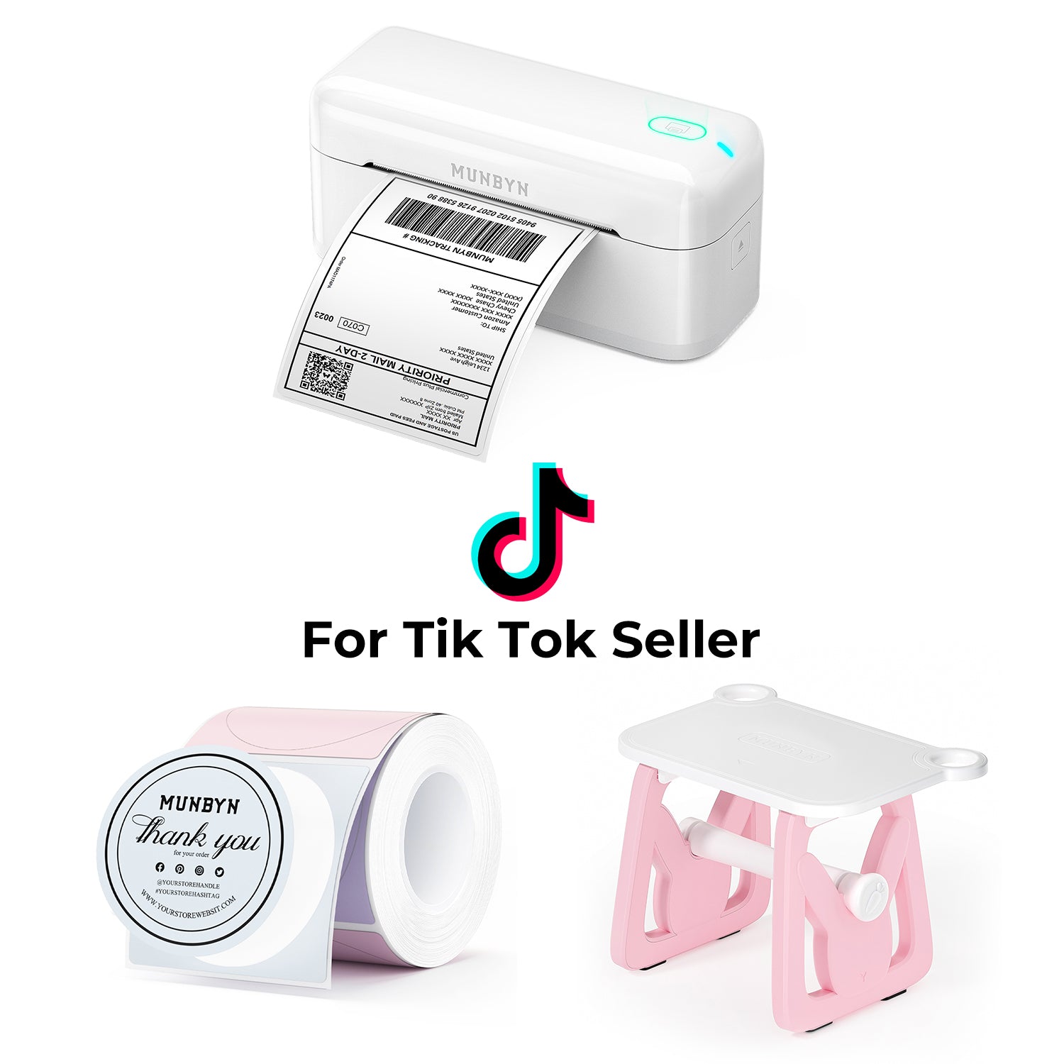 RealWriter 402B Bluetooth Printer & Morandi Labels TikTok Packaging & Branding Elegant Kit