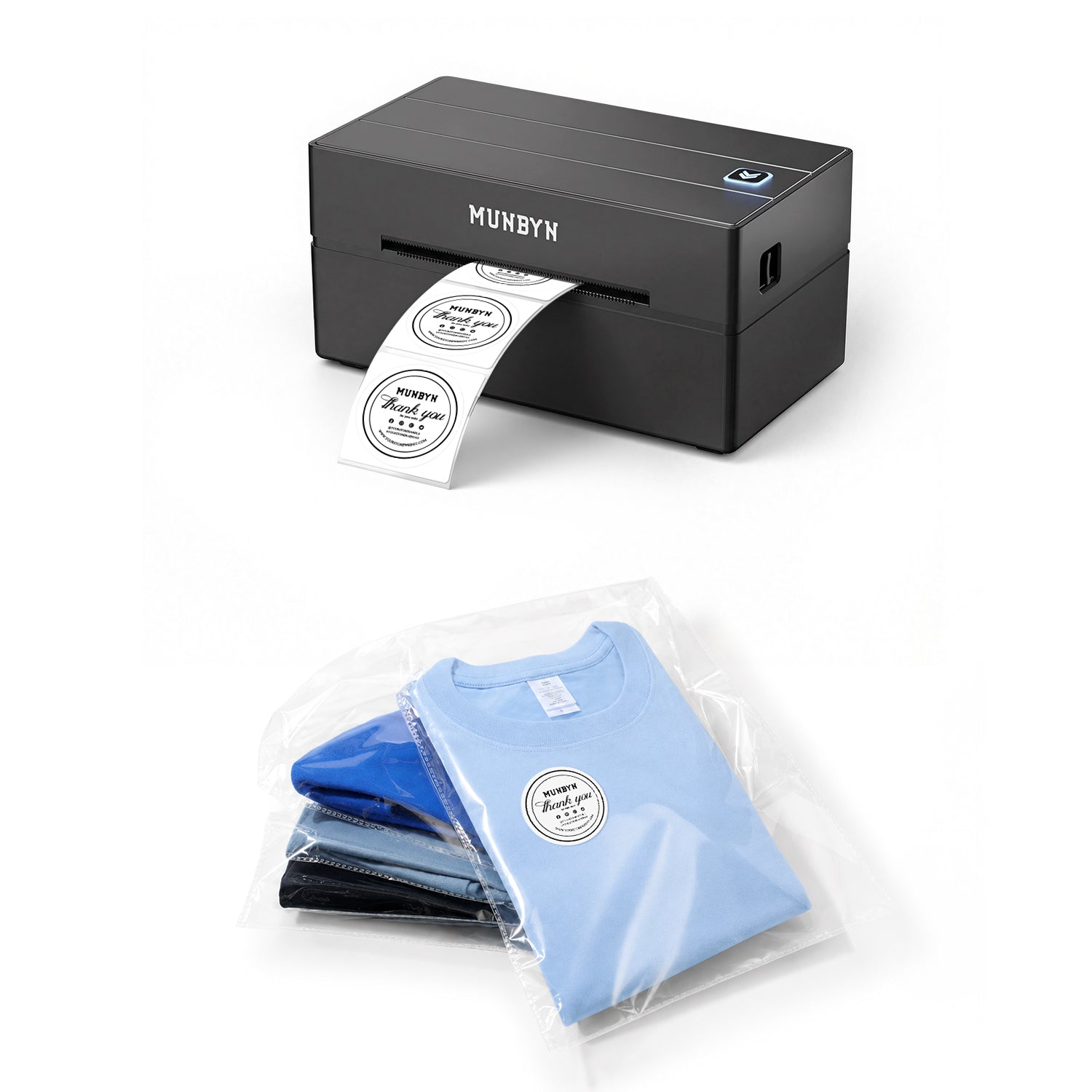 130B Bluetooth Printer & Circle Labels Clothing Packaging Basic Kit