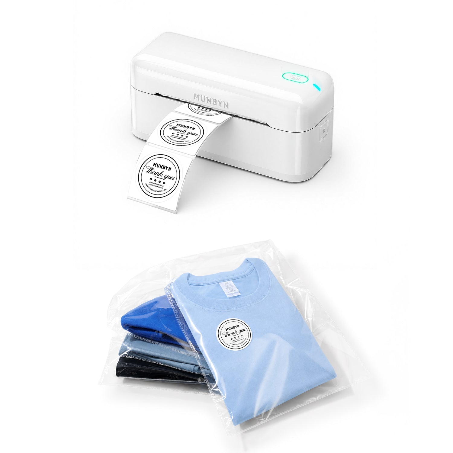 RealWriter 402B Bluetooth Printer & Circle Labels Clothing Packaging Branding Kit