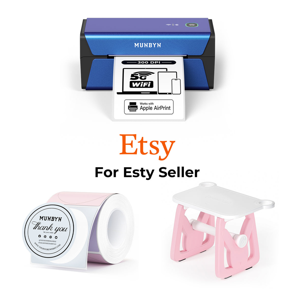 RealWriter 401AP AirPrint Printer & Morandi Labels Etsy Packaging & Branding Elite Kit
