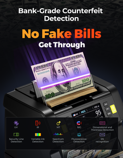 MUNBYN IMC21 Money Counter with Bank-Grade Counterfeit Detection