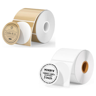 MUNBYN 3" Round Thermal Labels for Product, Logo and Multi-Purpose Use