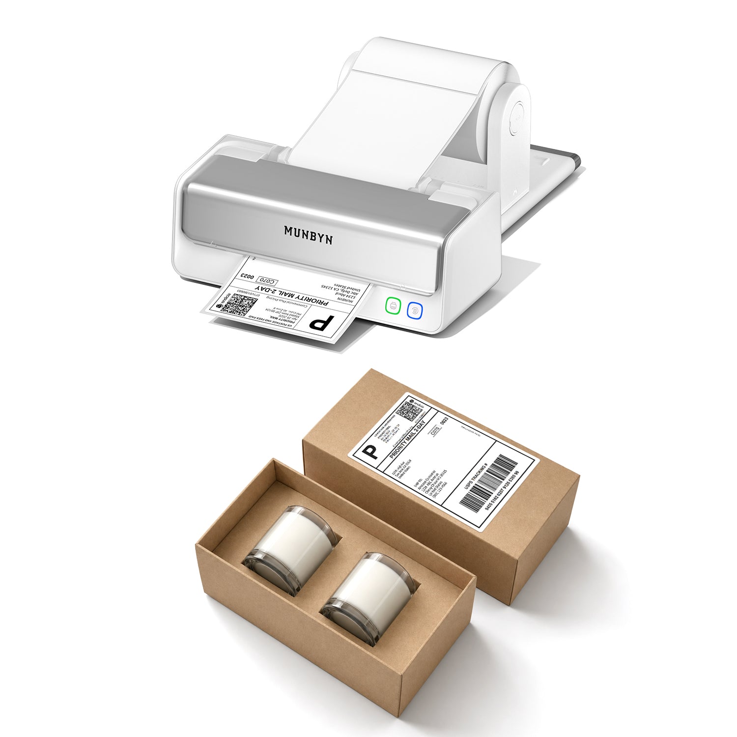 RealWriter 405B Bluetooth Printer & 4x6 Fanfold Labels Candle Shipping Pro Kit