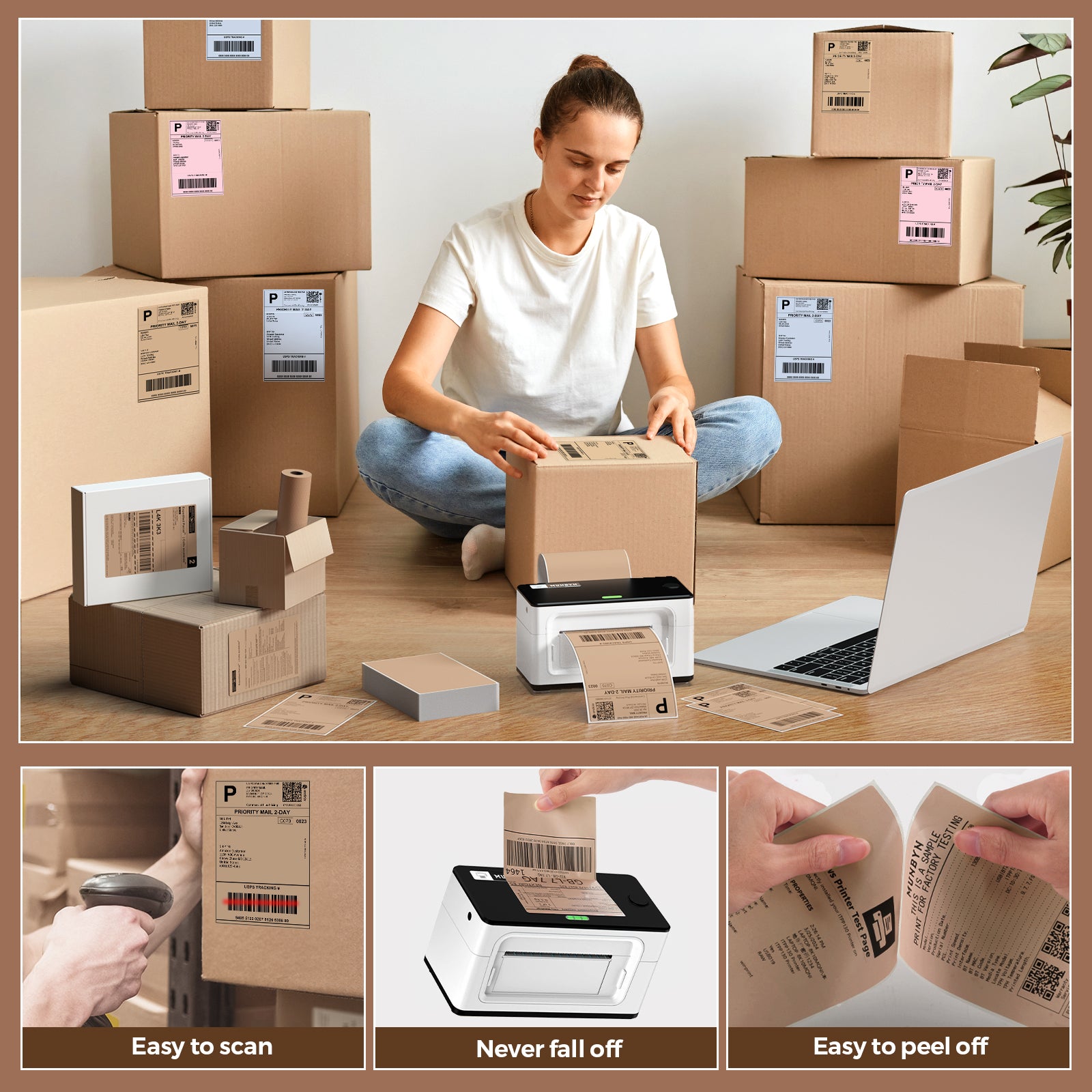 MUNBYN 4x6 Fan-Fold Direct Thermal Shipping Labels for Ecommerce Orders