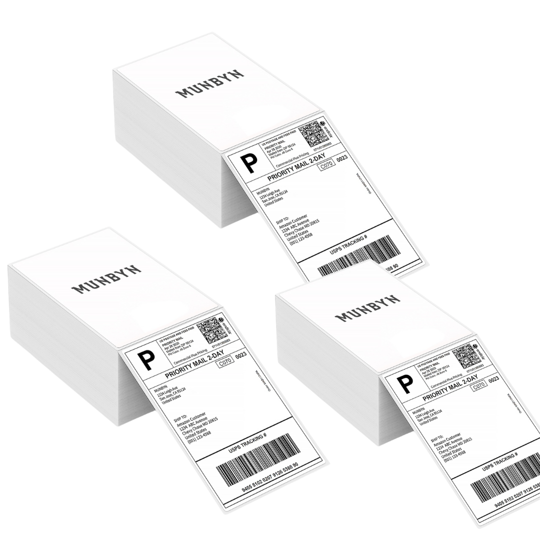 MUNBYN 4x6 Direct Fan-fold Thermal Shipping Labels