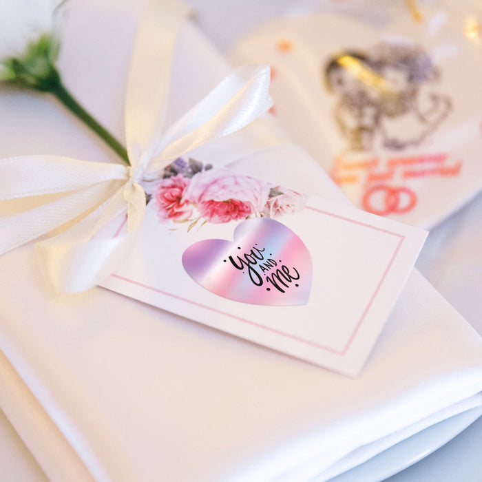 Side view of 2" Gradient Heart Shaped Thermal Labels-500 Labels/Roll - Munbyn Labels|Colored Labels