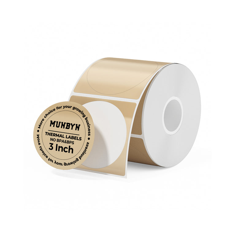 MUNBYN 3" Round Thermal Labels for Product, Logo and Multi-Purpose Use