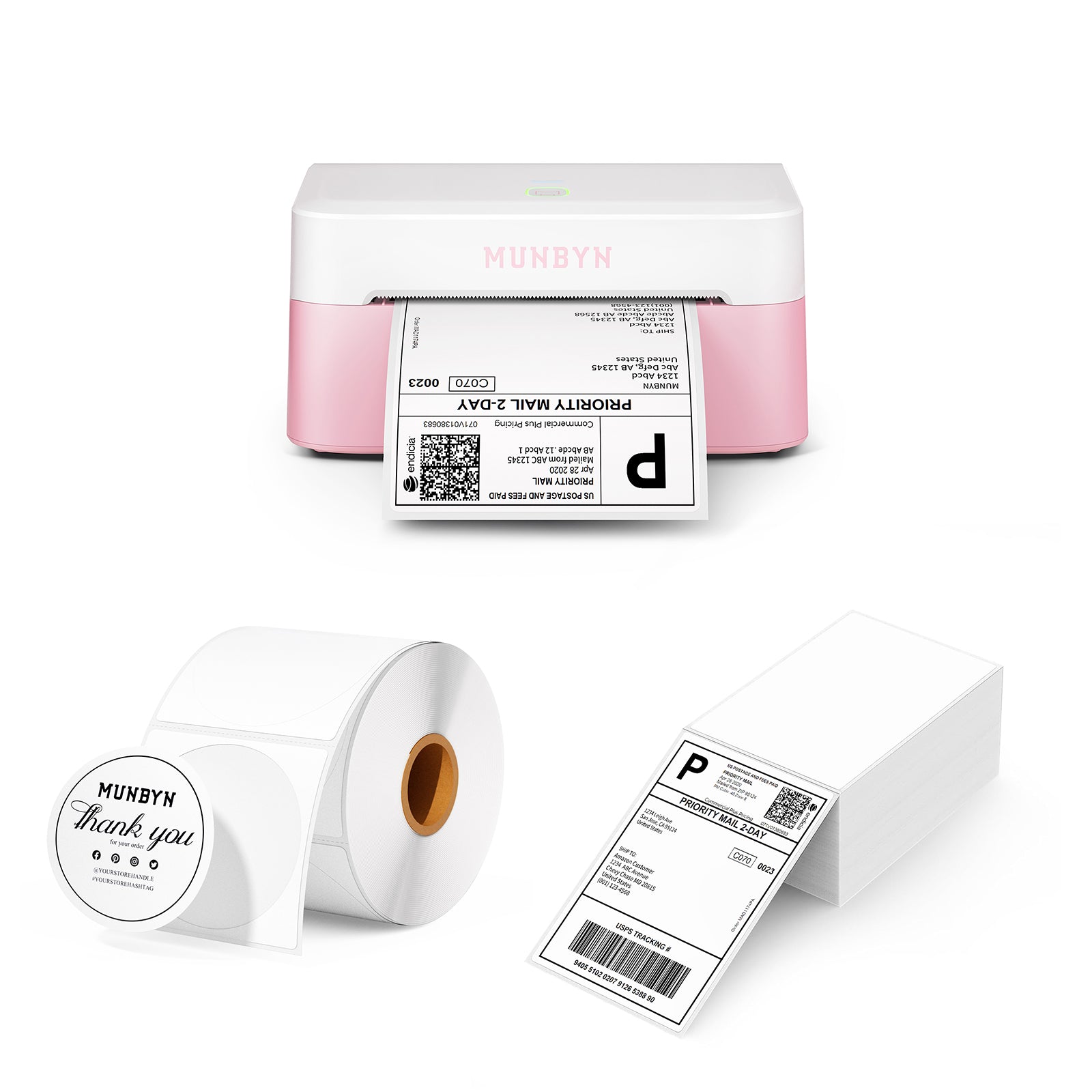MUNBYN RW403B Bluetooth Thermal Label Printer Kit for Small Business Labelling