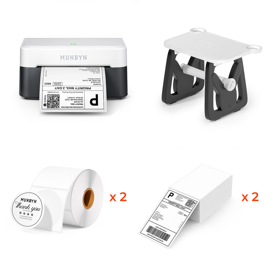 MUNBYN Bluetooth Shipping Label Printer Kit 403B Panda Color|Small Business Office or Home-image-403B-Panda-UK-Type4