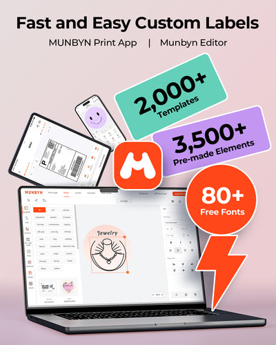 MUNBYN RW403B Bluetooth Thermal Label Printer for Shipping and Product Labelling