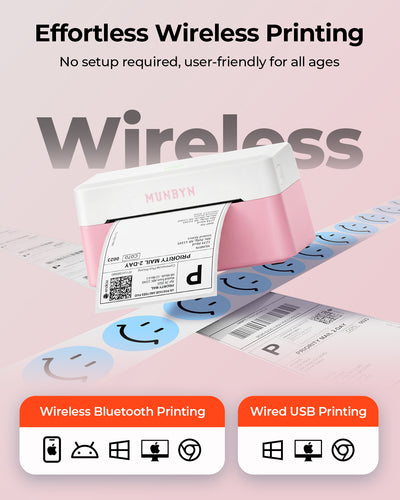MUNBYN RW403B Bluetooth Thermal Label Printer for Shipping and Product Labelling