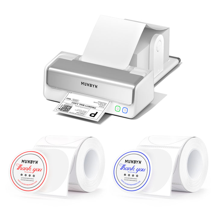 MUNBYN RW405B Dual-Color Thermal Label Printer Kit for Packaging and Branding