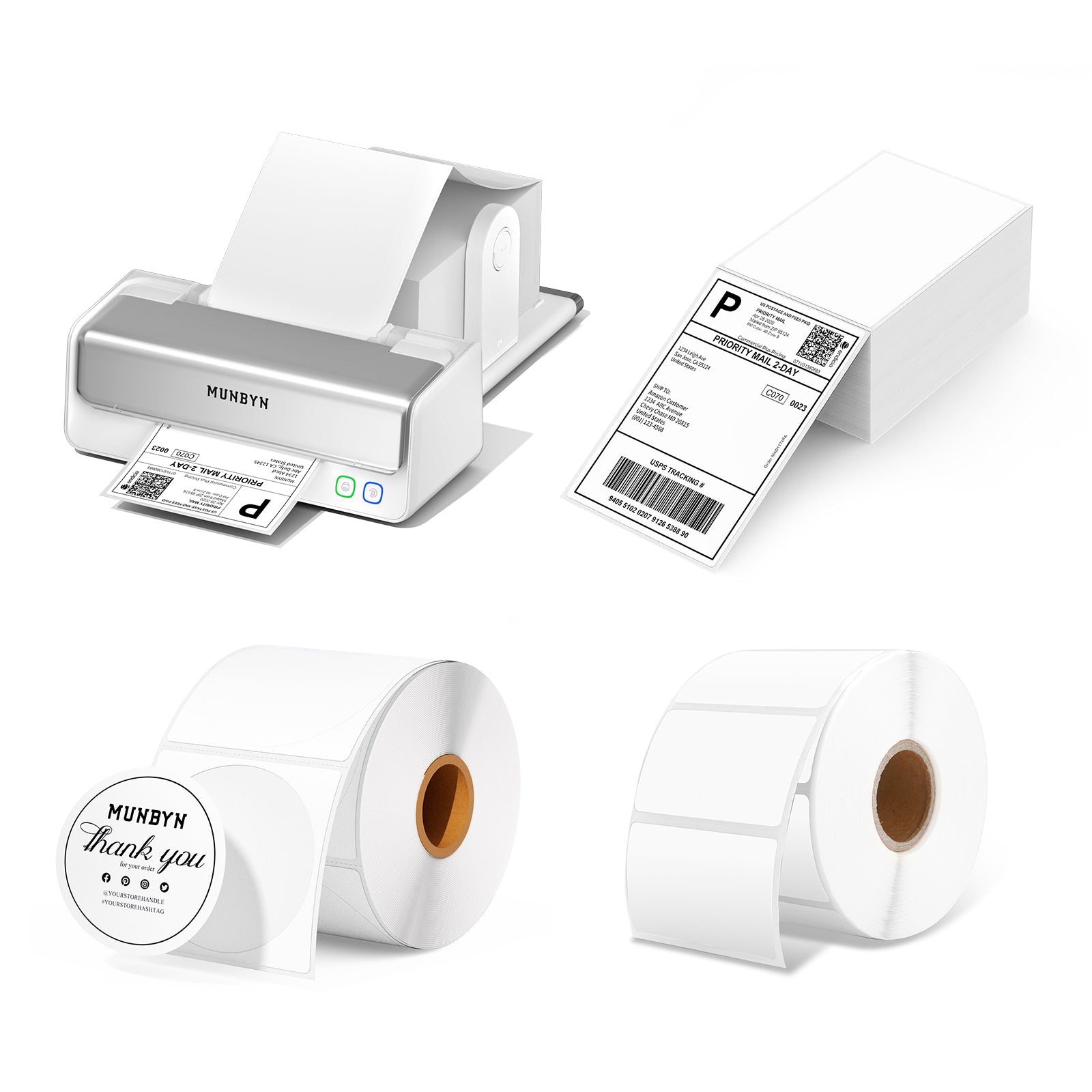 MUNBYN Dual Color Thermal Printer Kits 405B Includes Labels|Bluetooth Thermal Label Printer with Label Holder-image-405B-UK-Type3