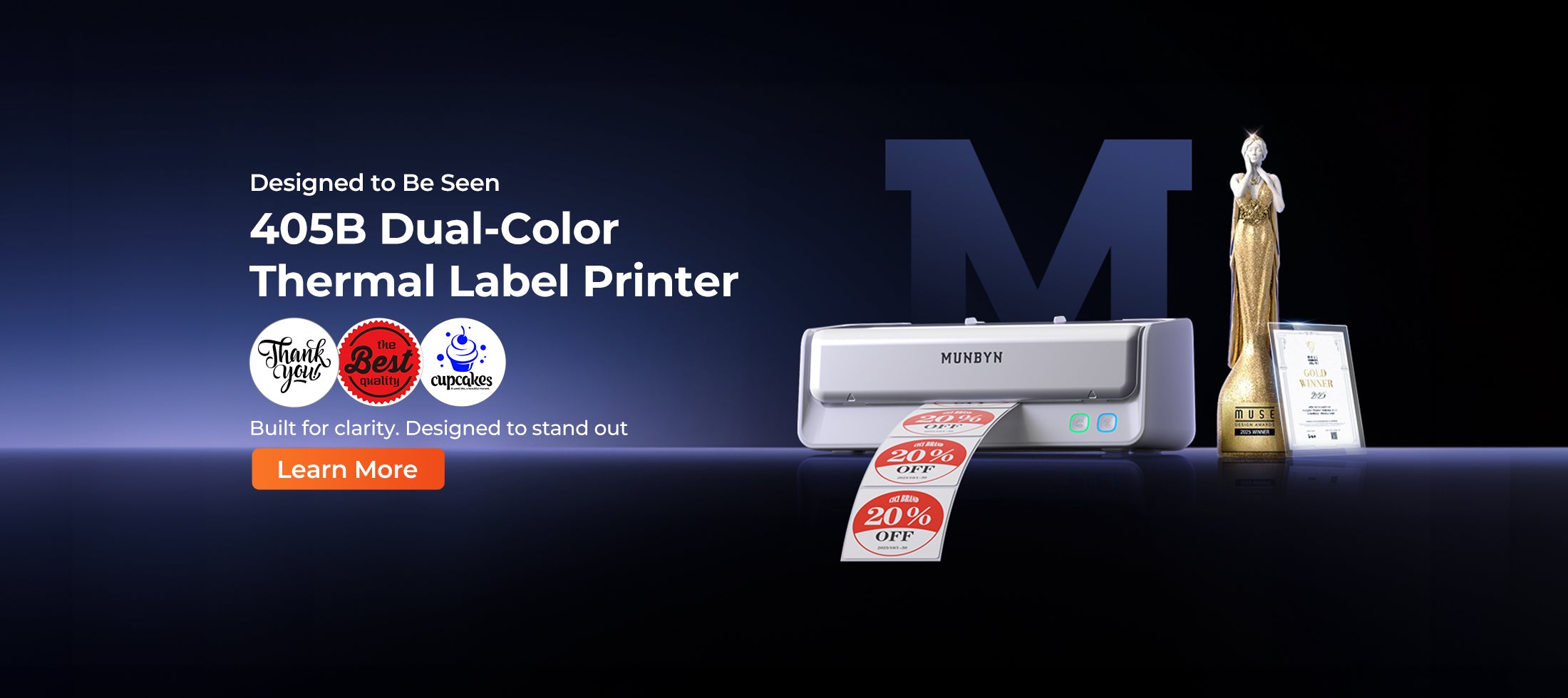 405B Dual-Color Thermal Label Printer with labels