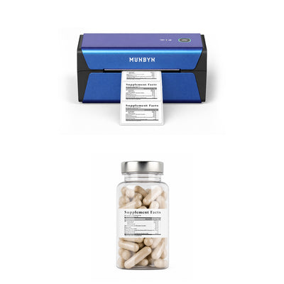 MUNBYN RealWriter RW401AP 300DPI AirPrint Printer & Rectangle Labels Supplement Product Compliance Kit