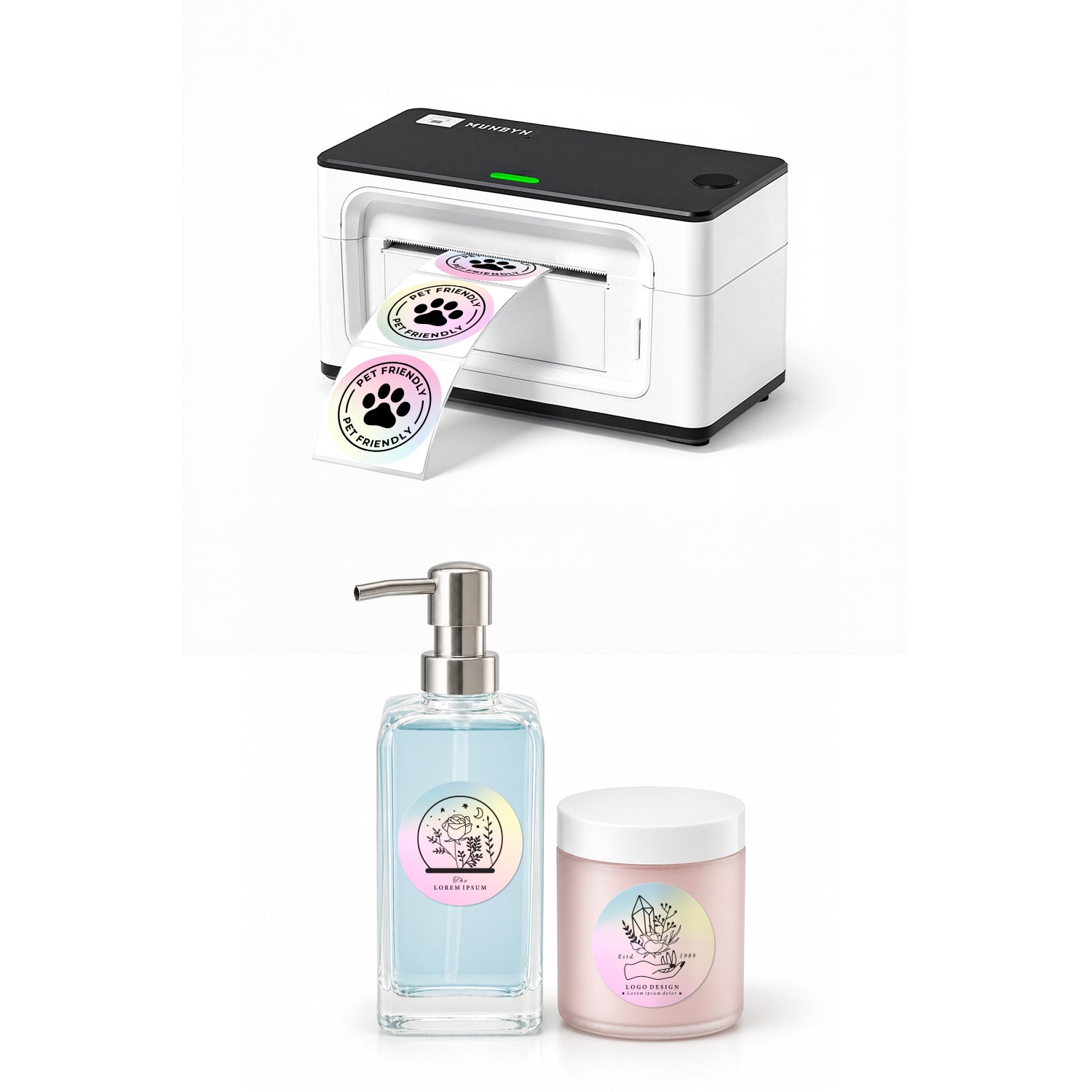 941BP 300DPI Bluetooth Printer & Gradient Labels Beauty Product Branding Kit