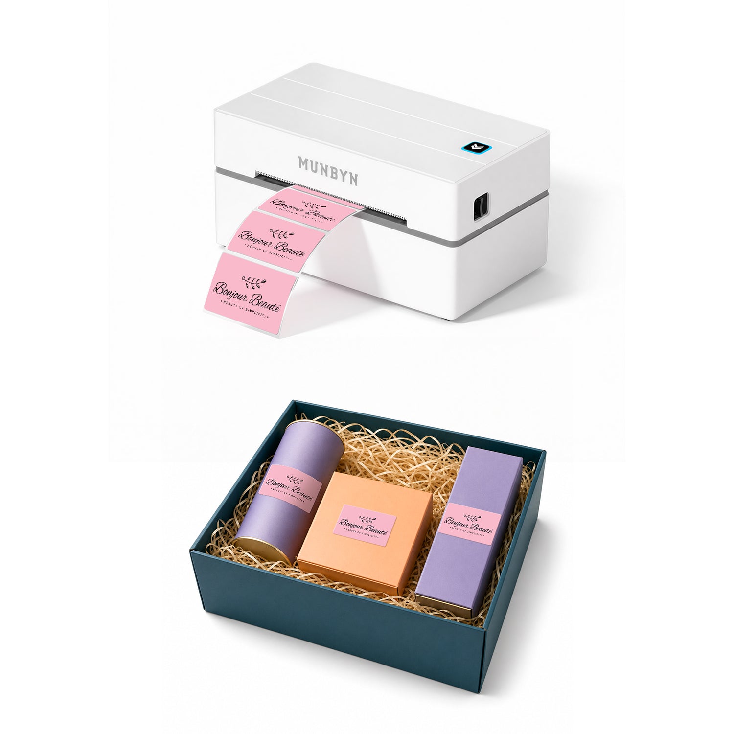 RealWriter 130B Bluetooth Printer & Rectangle Labels Beauty Packaging Basic Kit