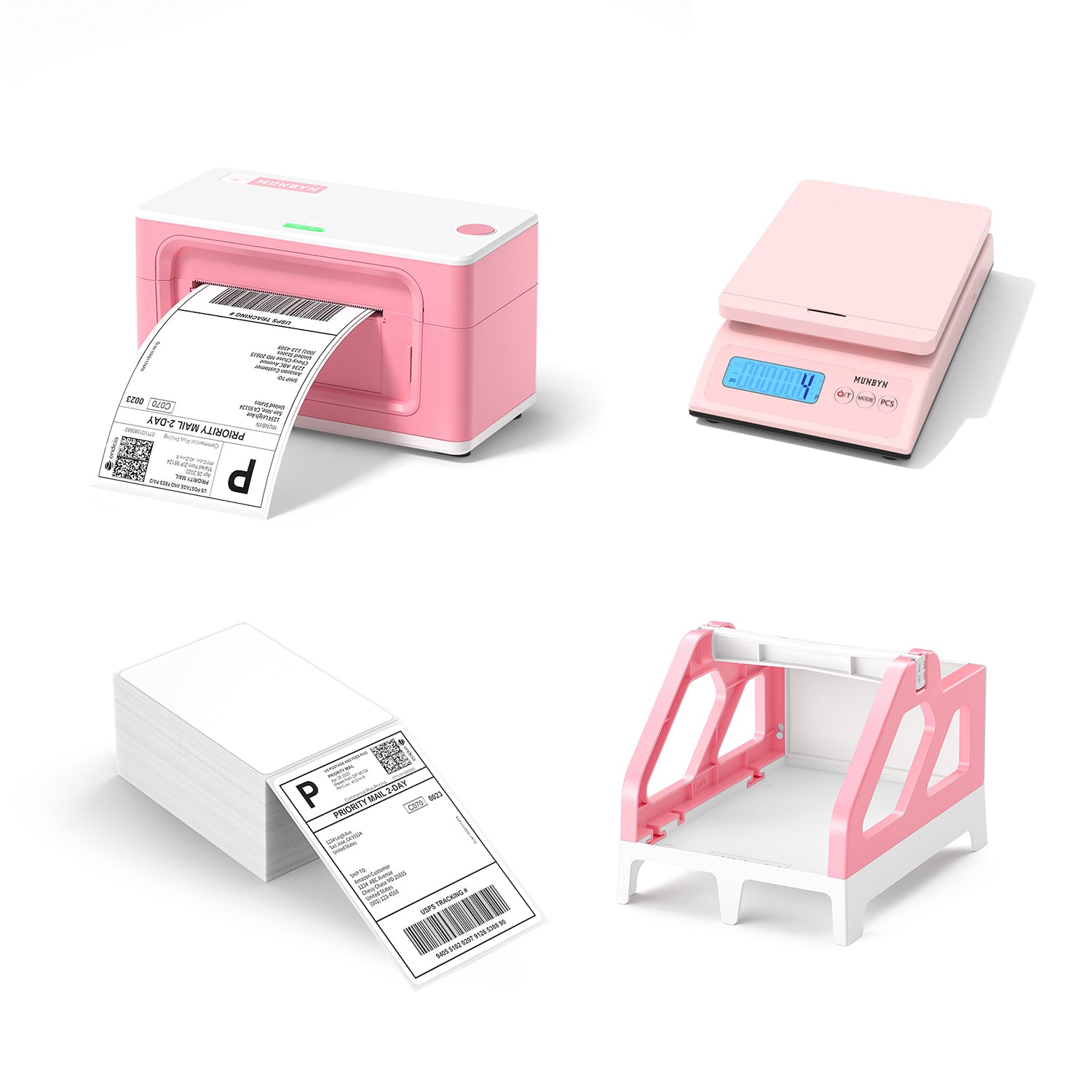 MUNBYN RealWriter 941 AirPrint Thermal Label Printer Pink Kit