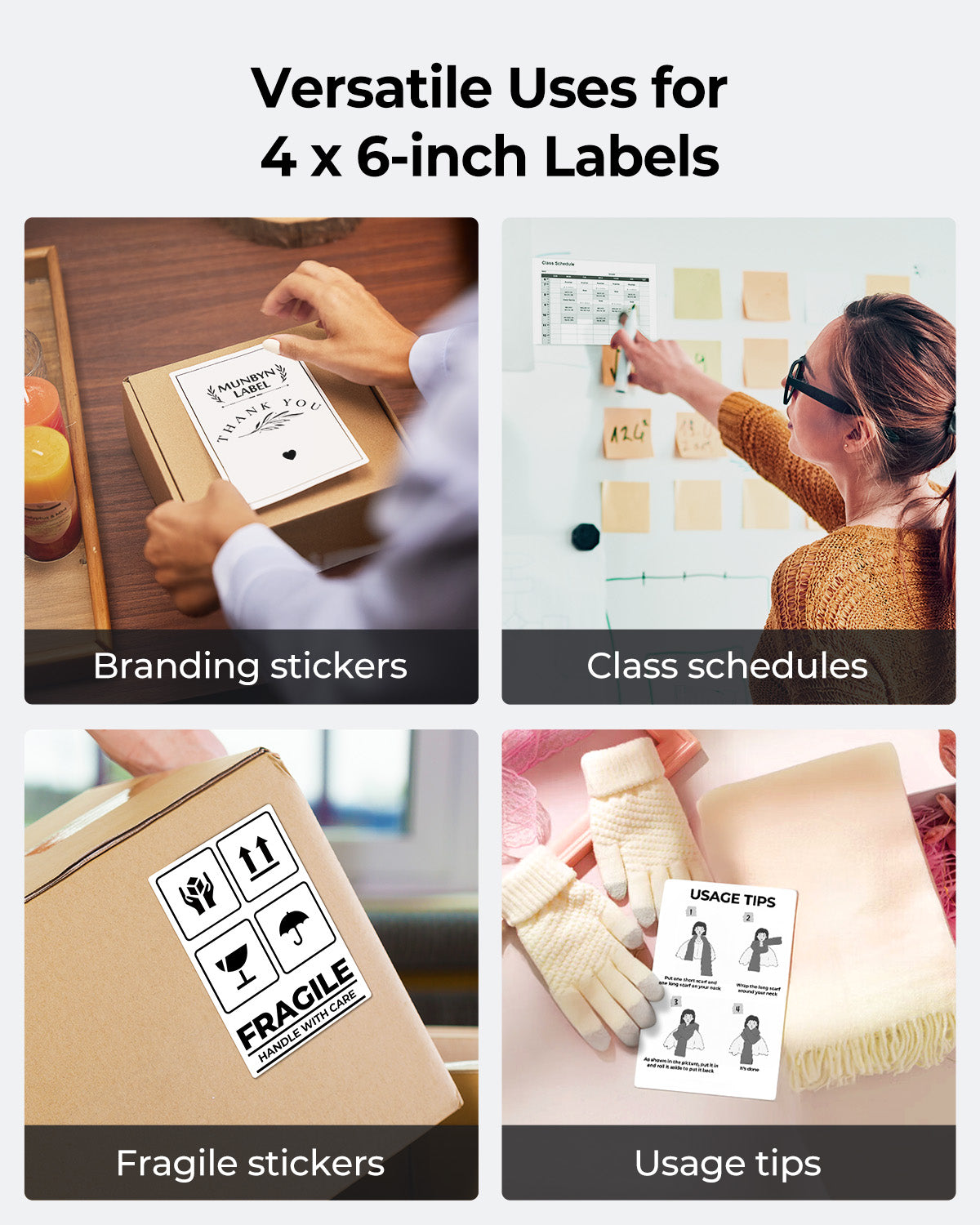 MUNBYN 4x6 Thermal Labels Fanfold for Label Printer