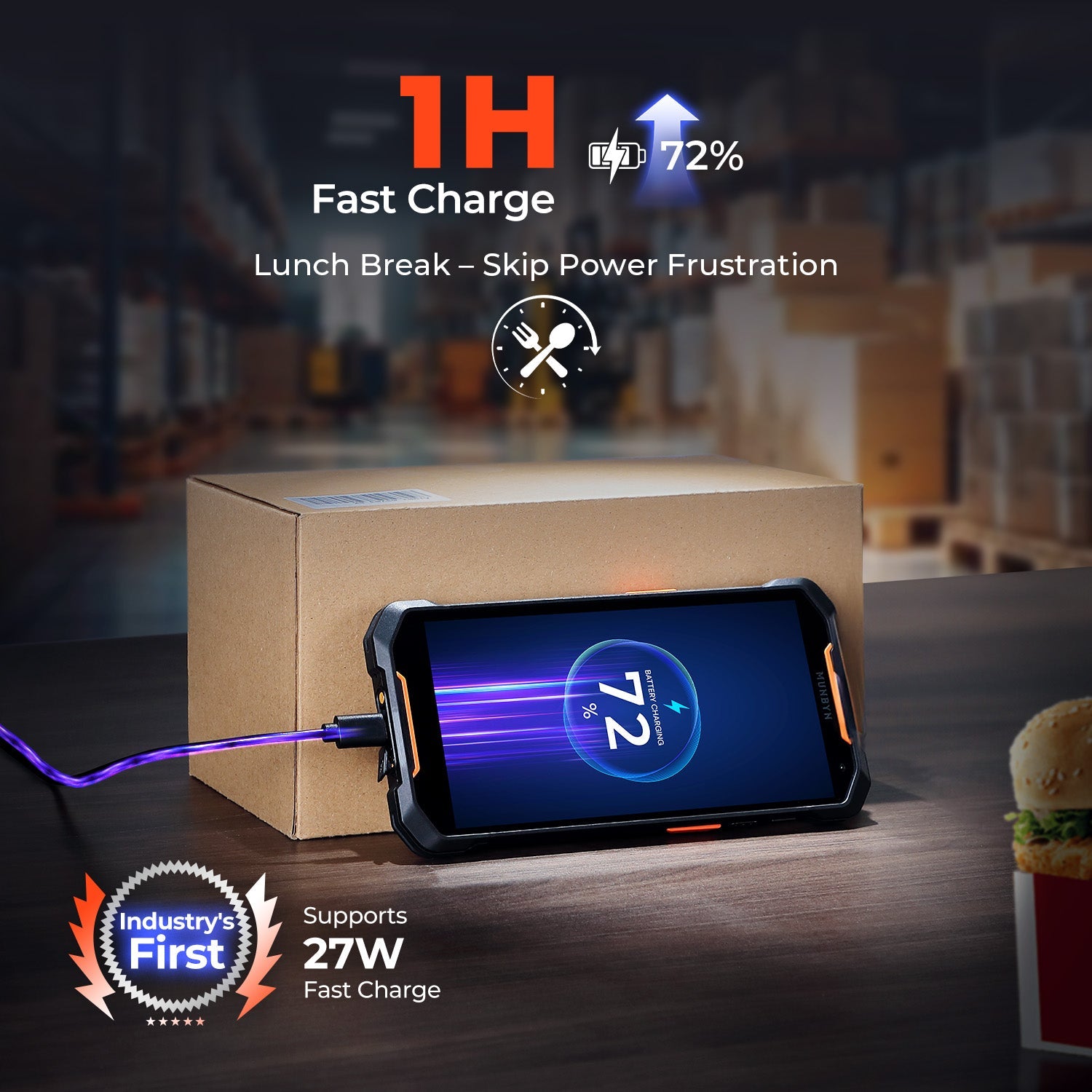 cell phone barcode scanner with fast charge time and power efficiency