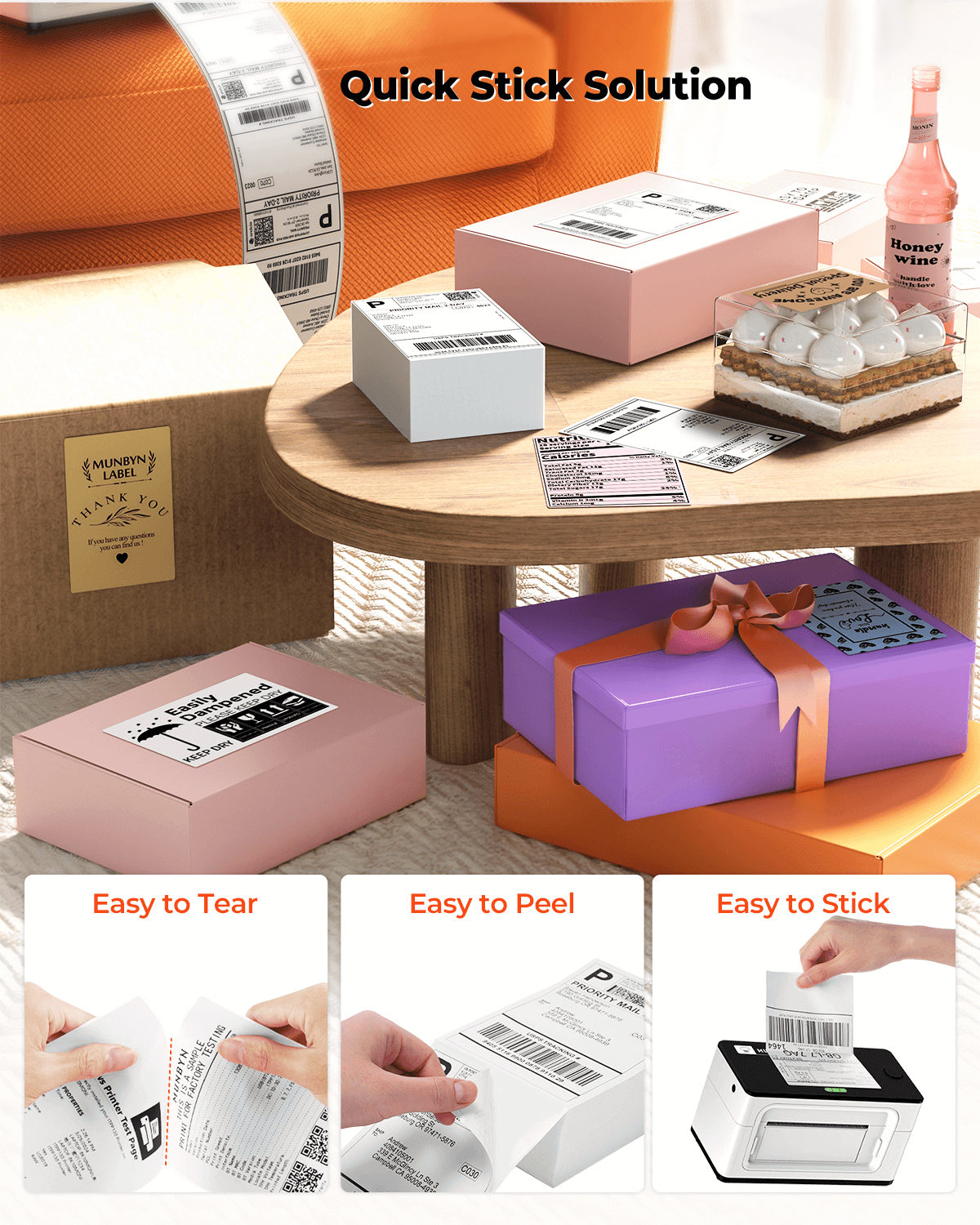 MUNBYN 4x6 Fan-Fold Direct Thermal Shipping Labels for Ecommerce Orders