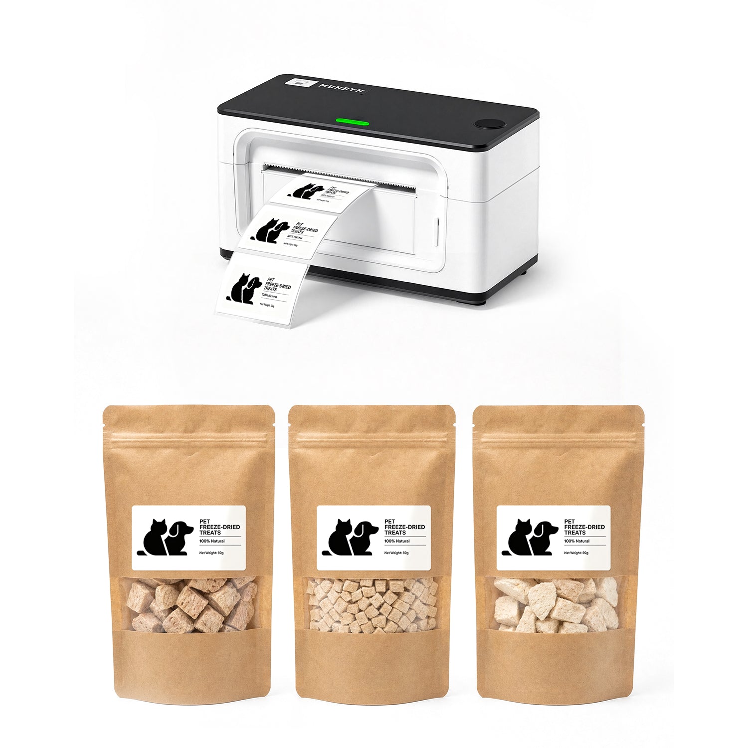 RealWriter 941B Bluetooth Printer & Rectangle Labels Pet Packaging Starter Kit