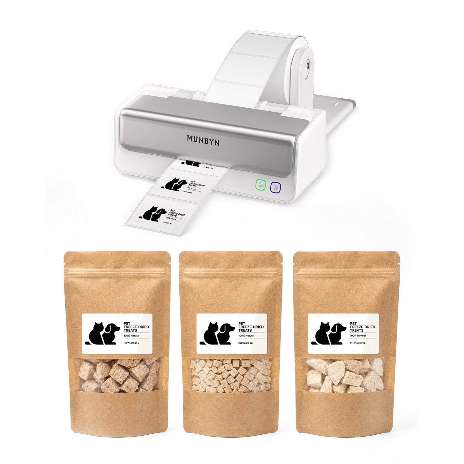 RealWriter 405B Bluetooth Printer & Rectangle Labels Pet Packaging Pro Kit
