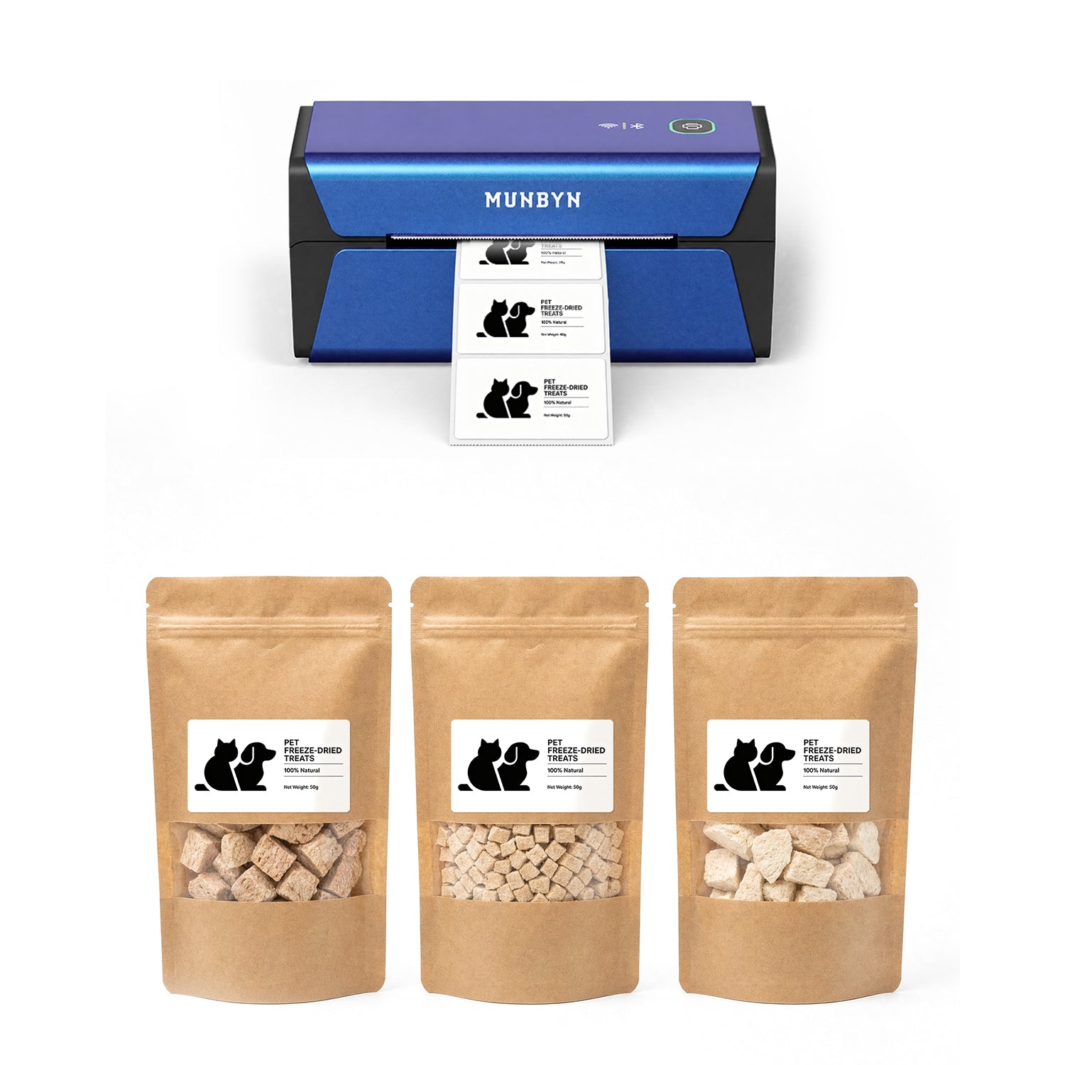 RealWriter 401AP 300DPI AirPrint Wireless Printer & Rectangle Labels Pet Packaging Branding Kit