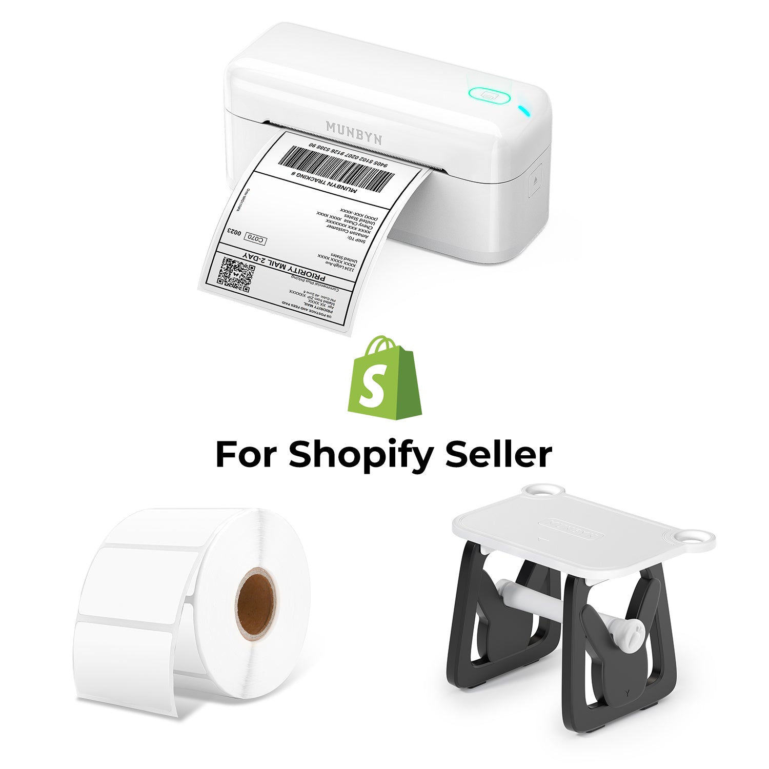 MUNBYN RealWriter 402B Bluetooth Printer & 4x6 Labels Shopify Shipping Elegant Kit