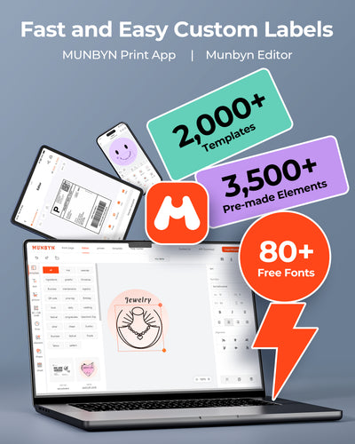 MUNBYN RW403B Bluetooth Thermal Label Printer Kit for Small Business Labelling