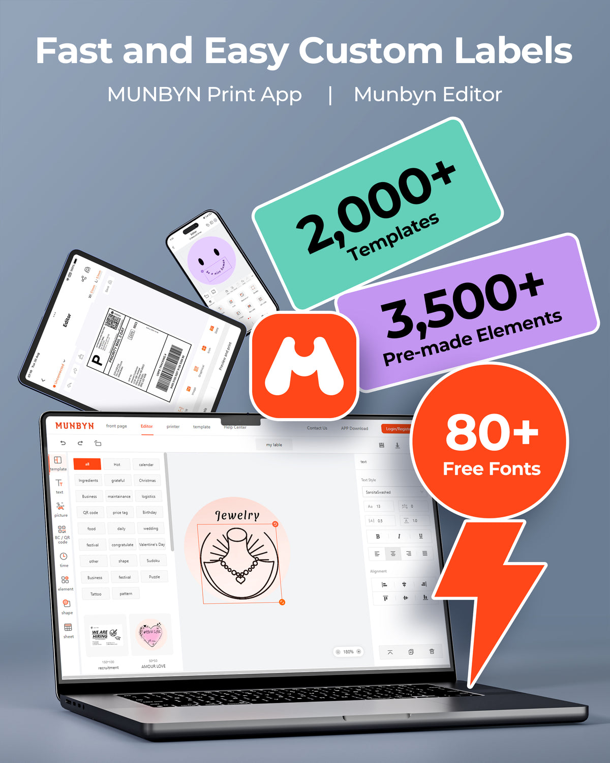 MUNBYN RealWriter 403B Bluetooth Thermal Label Printer [Panda]