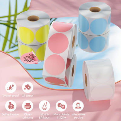 With their water and oil resistance, MUNBYN 2" coloured circle thermal labels are ideal for labeling products that will be exposed to moisture.