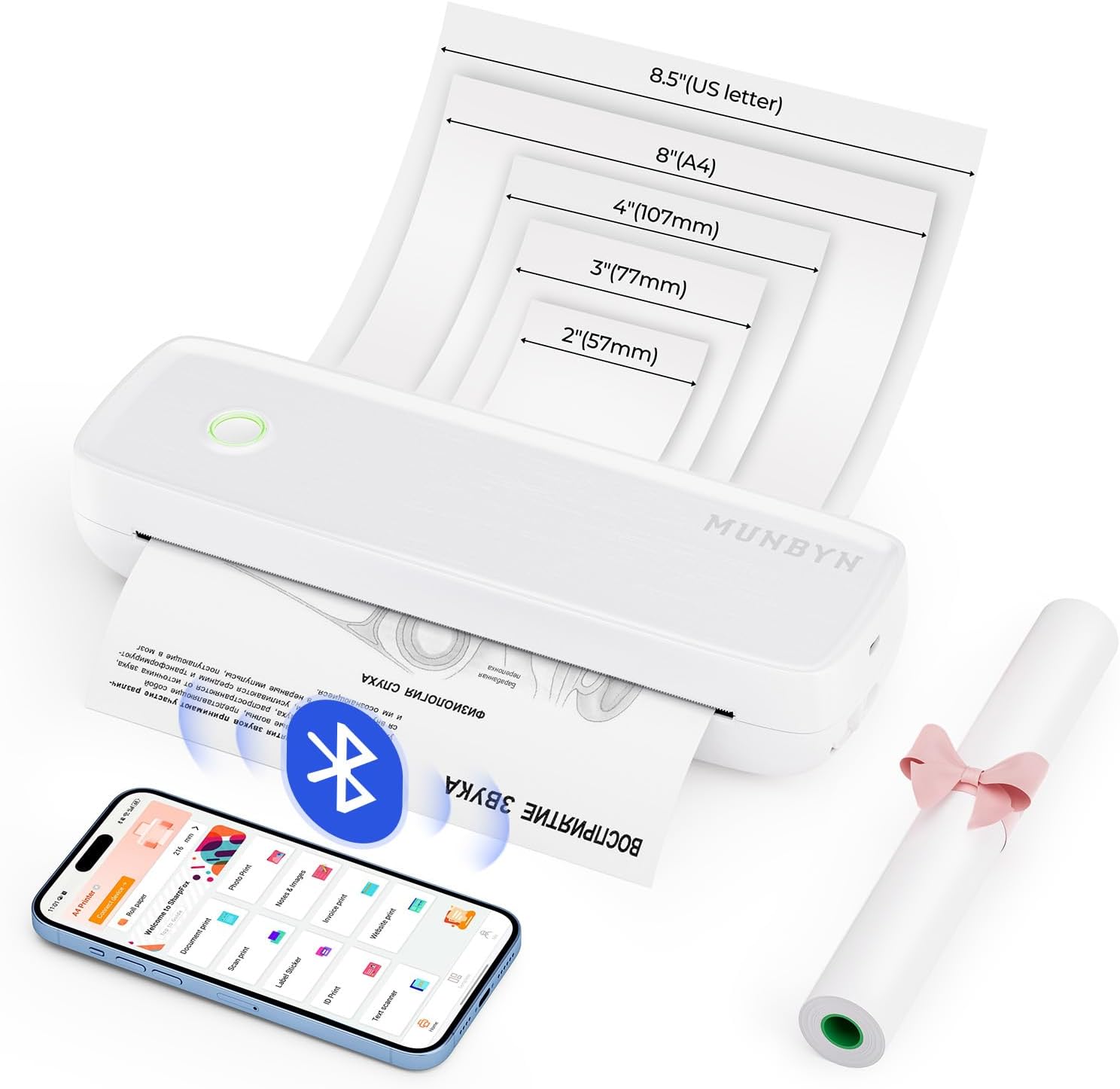 MUNBYN ITP04 A4 Portable Inkless Thermal Printer